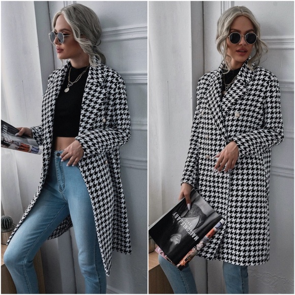Bellanblue Jackets & Blazers - Cozy houndstooth tweed double breast button Jacket winter